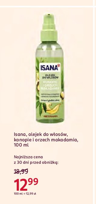 Olejek do ciała z konopi ISANA BODY OIL promocja w Rossmann