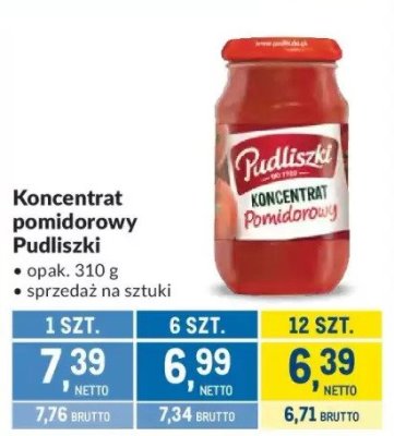 Koncentrat pomidorowy Pudliszki promocja w Makro