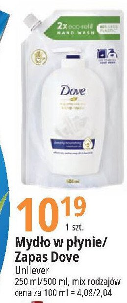 Mydło w płynie zapas Dove caring hand wash promocja