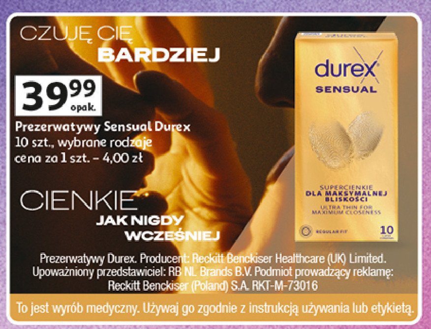 Prezerwatywy Durex sensual promocja w Auchan