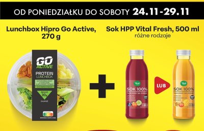Zestaw Lunchbox Hipro Go Active 270g + Sok HPP Vital Fresh różne rodzaje 500ml promocja w Biedronka
