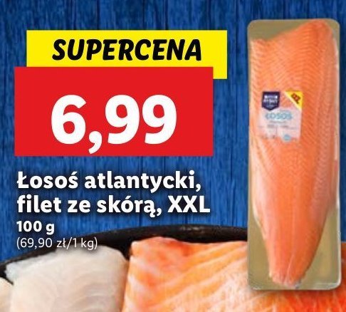 Łosoś atlantycki xxl filet ze skórą Rybny targ lidla promocja