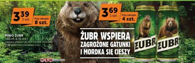Piwo Żubr wybrane rodzaje, butelka zwrotna promocja w Euro Sklep