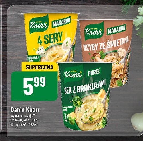 Makaron grzyby ze śmietaną Knorr danie promocja w POLOmarket