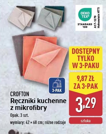 Ręczniki kuchenne z mikrofibry 42 x 68 cm Crofton promocja w Aldi