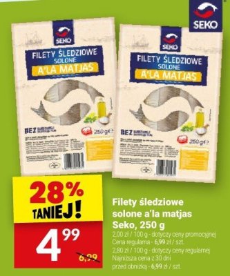 Filety śledziowe solone a'la matjas Seko, 250 g promocja w Twój Market