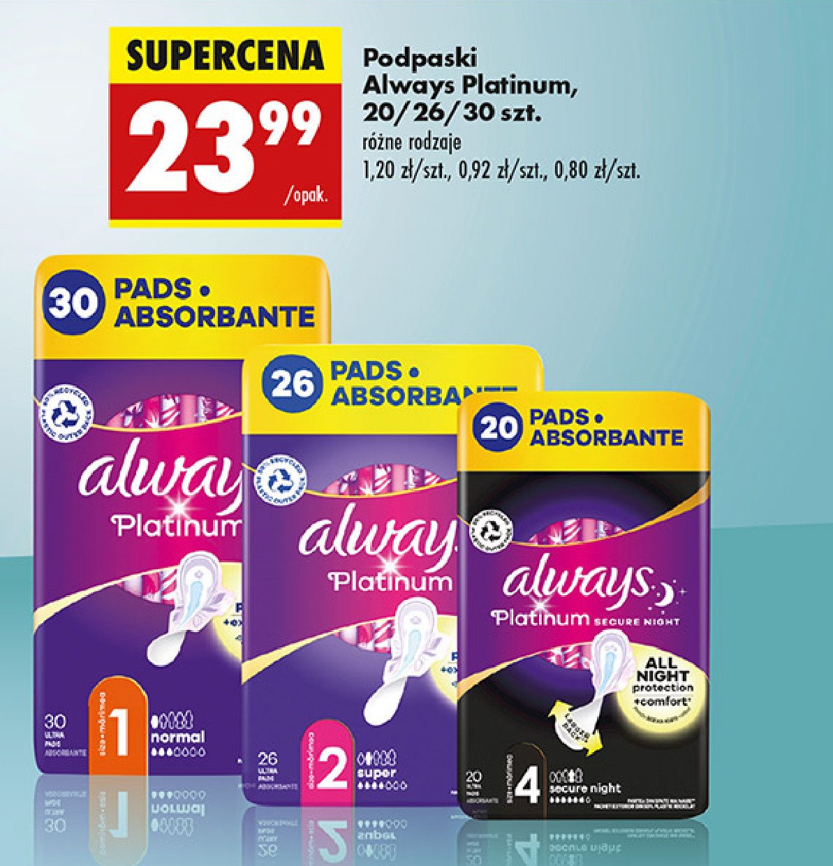 Podpaski normal Always platinum promocja w Biedronka