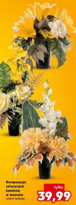 Kompozycja sztucznych kwiatów w wazonie różne rodzaje promocja w Kaufland