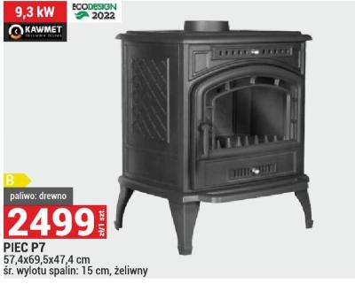 PIEC P7 57,4x69,5x47,4 cm śr. wylotu spalin: 15 cm, żeliwny promocja w Merkury Market