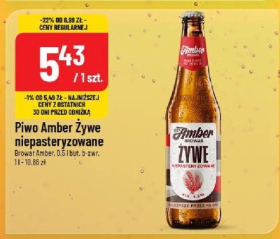 Piwo Amber Żywe niepasteryzowane promocja w POLOmarket