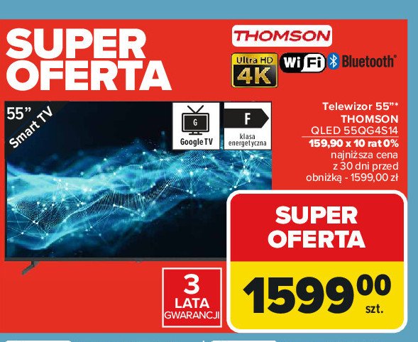 Telewizor qled 55qg4s14 Thomson promocja w Carrefour