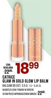 Pomadka CATRICE GLAM IN GOLD GLOW LIP BALM promocja w Drogerie Natura