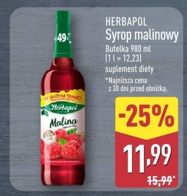 Syrop malinowy  promocja w Aldi