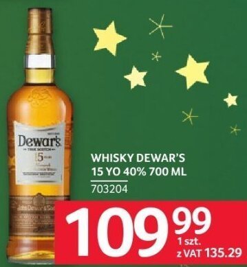 Whisky Dewar's 15 YO 40% 700 ml promocja w Selgros