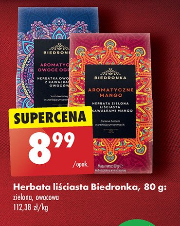 Herbata zielona o smaku mango Biedronka promocja w Biedronka