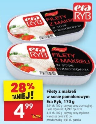 Filety z makreli w sosie pomidorowym Era Ryb, 170 g promocja w Twój Market