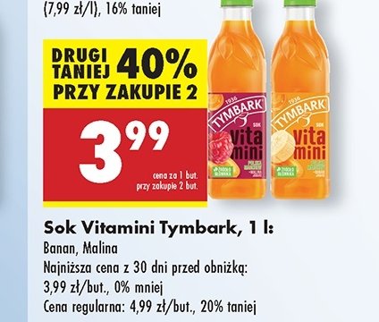 Sok malina-marchew-jabłko Tymbark vitamini promocja w Biedronka