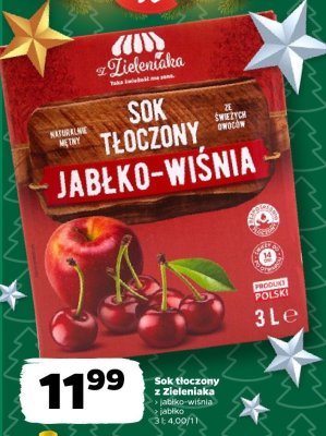 Sok tłoczony z Zieleniaka jabłko-wiśnia promocja w Netto