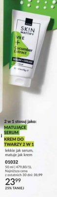 Serum matujące i krem do twarzy 2 w 1 AVON SKIN MATTIFY Vit E + Cucumber Extract promocja w AVON
