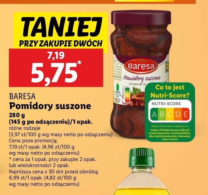 Pomidory suszone krojone Baresa promocja w Lidl