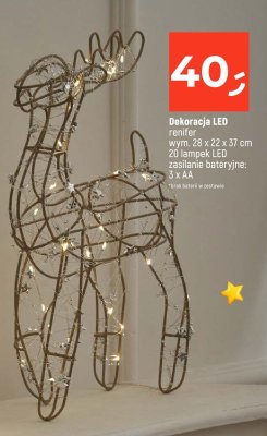 Dekoracja LED renifer wym. 28 x 22 x 37 cm 20 lampek LED zasilanie bateryjne: 3 x AA promocja w Dealz