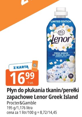 Płyn do płukania tkanin/perełki zapachowe Lenor Greek Island promocja w Leclerc