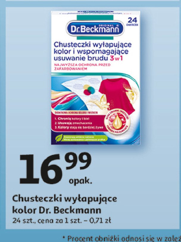 Chusteczki wyłapujące kolor i wspomagające usuwanie brudu Dr. beckmann promocja