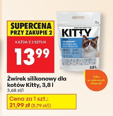 Żwirek silikonowy dla kotów Kitty, 3,8 l promocja w Biedronka