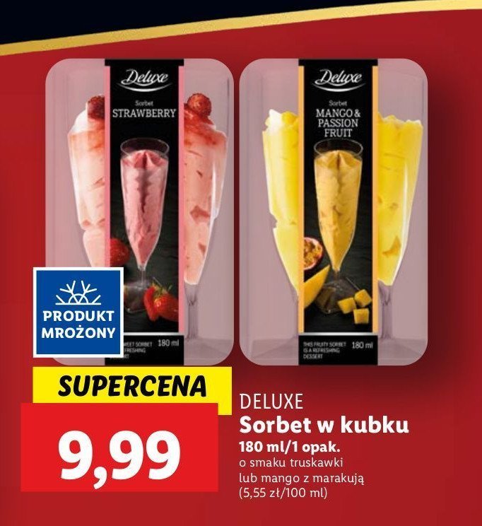 Sorbet mango marakuja w pucharku Deluxe promocja w Lidl