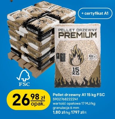 Pellet drzewny A1 15 kg FSC Premium promocja w Castorama