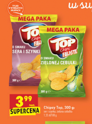 Chipsy ser i szynka Top chips (Biedronka) promocja