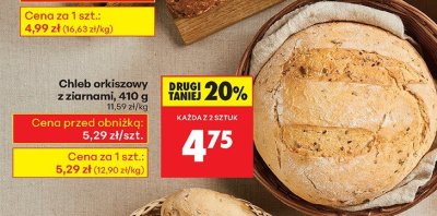 Chleb orkiszowy z ziarnami, 410 g promocja w Biedronka