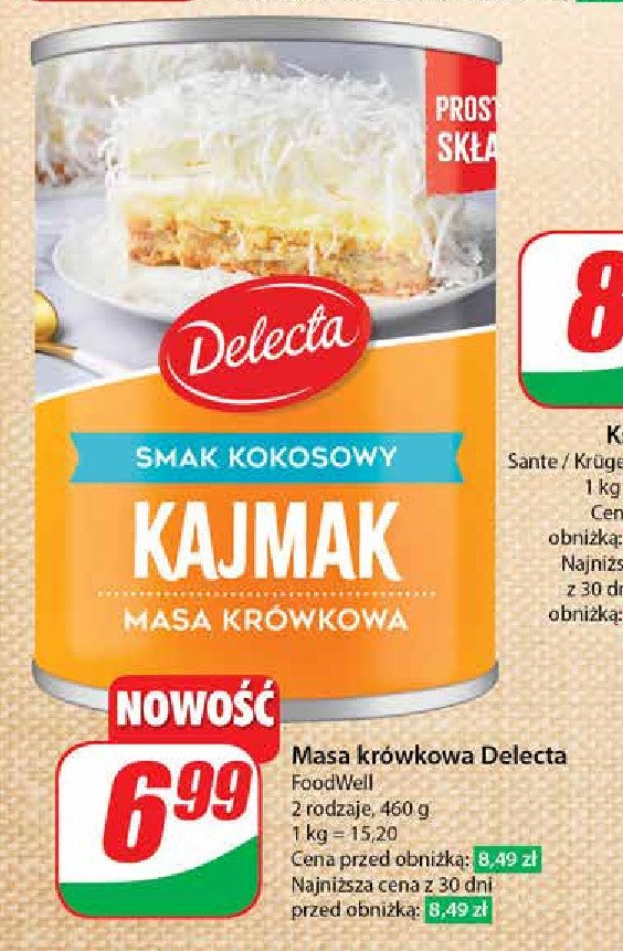 Masa krówkowa kajmak kokosowa Delecta promocja w Dino