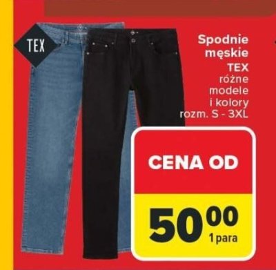 Spodnie męskie różne modele i kolory rozm. S - 3XL TEX promocja w Carrefour