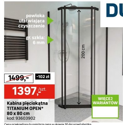 Kabina prysznicowa TITANIUM OPEN 80 x 80 cm promocja w Leroy Merlin