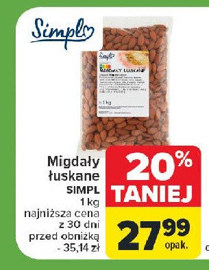 Migdały łuskane Simpl promocja w Carrefour