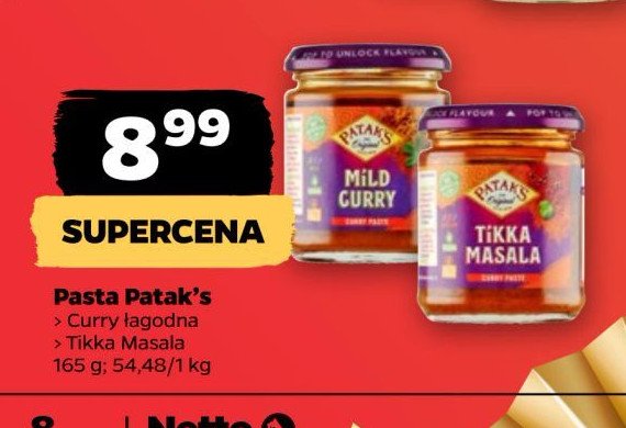 Pasta tikka masala Patak's promocja w Netto