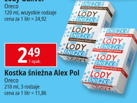 Lód śnieżek waniliowy Alex-pol promocja