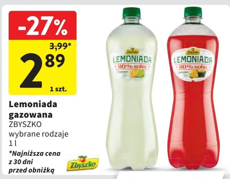 Lemoniada cytryna limonka ZBYSZKO LEMONIADA Zbyszko (napoje) promocja w Intermarche