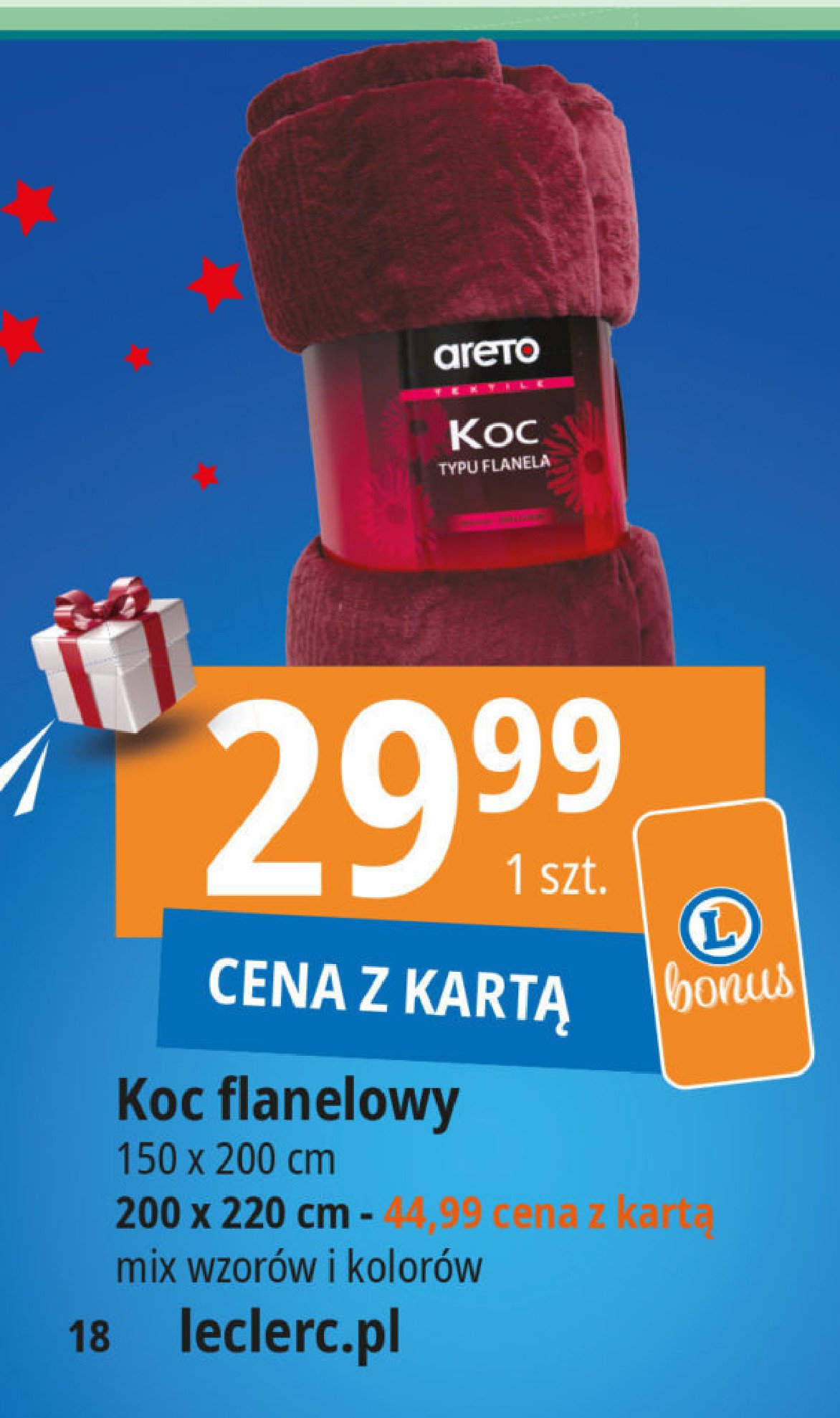 Koc flanela 200 x 220 cm promocja