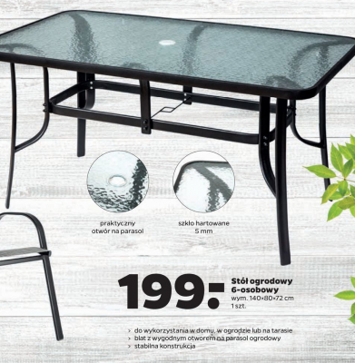 Stół ogrodowy ze szklanym blatem 140 x 80 x 72 cm promocja