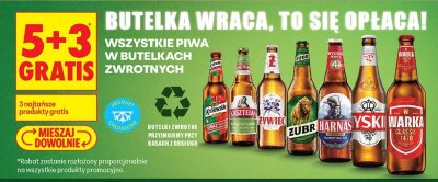 Wszystkie piwa w butelkach zwrotnych promocja w Biedronka