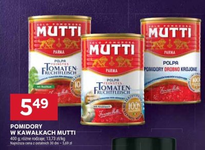 Pomidory w kawałkach Mutti promocja w Stokrotka