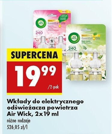 Wkład magnolia i kwiat wiśni Air wick electric essential oils promocja w Biedronka