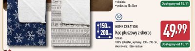 Koc pluszowy z sherpą 150x200 cm promocja w Aldi
