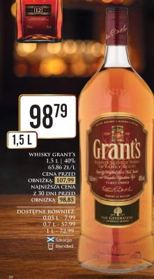 Whisky Grant's 1.5L 40% promocja w Dino
