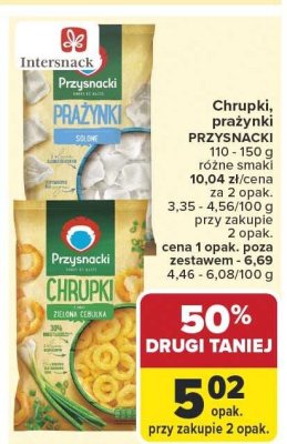 Przekąski słone Chrupki, prażynki PRZYSNACKI różne smaki 110-150 g promocja w Carrefour Market