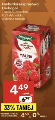 Herbatka ekspresowa Herbapol Malina promocja w Delikatesy Centrum