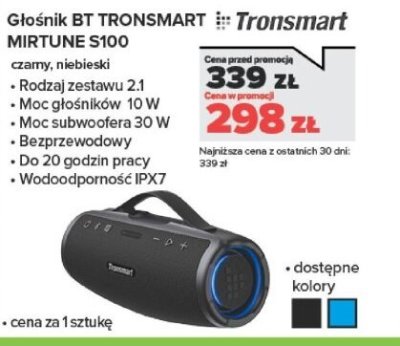 Głośnik BT MIRTUNE S100 czarny, niebieski promocja w NEONET