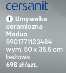 Umywalka ceramiczna Moduo beżowa 50x35.5 cm promocja w Castorama